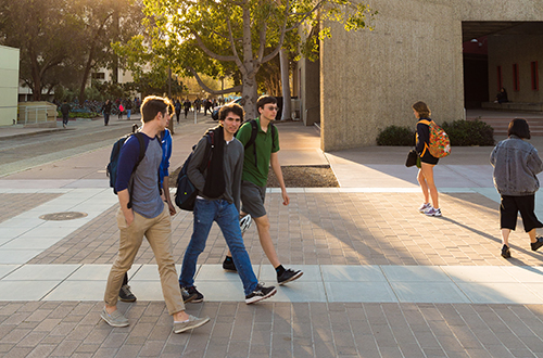 Image of a group of students walking toward their next class